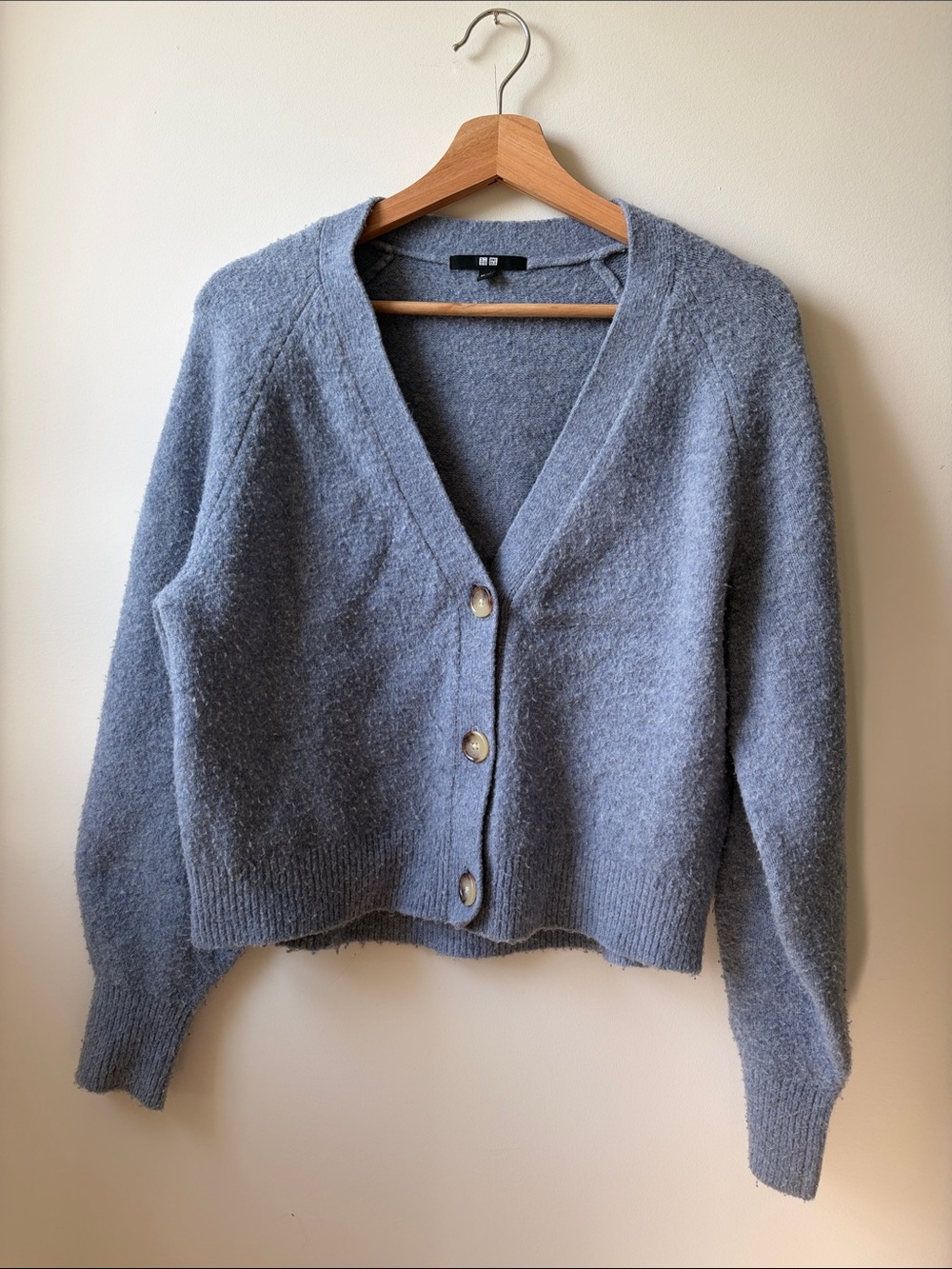 Uniqlo Powder Blue V-Neck Button Cardigan